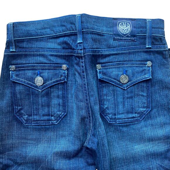 Rock & Republic Suzie Y2K  Dark Wash Wide Leg Denim Jeans Size 27 - Picture 7 of 9